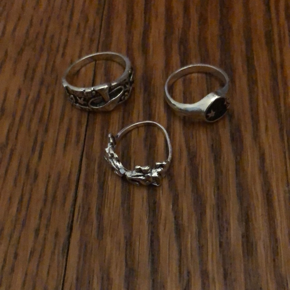 Three silver misc chunky rings